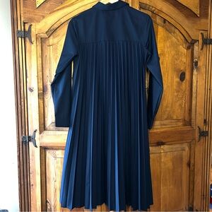 J Jill Navy Blue Shirt Dress Pleated Back Women’s XS